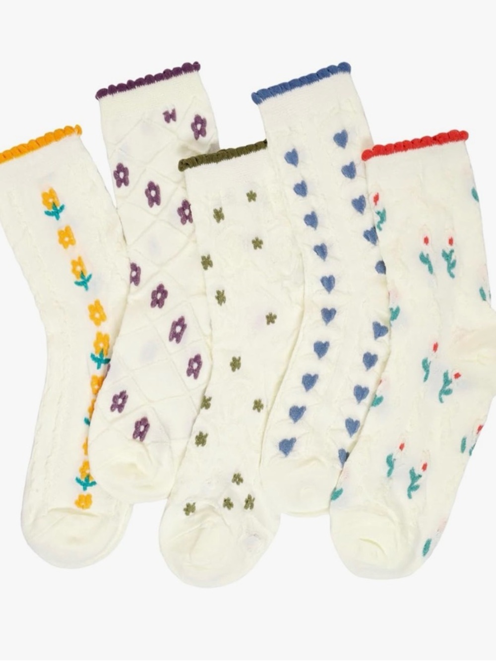 NEW Floral & Heart Socks - Pack of 5